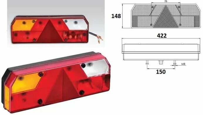 фото Фонарь задний ТехАвтоСвет UNIVERSAL, EUROPOINT 0023, левый с кабелем, желтый поворот