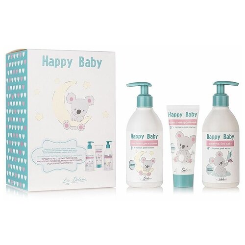 Подарочный набор Happy Baby с первых дней жизни (Шампунь + гель-пенка + крем) cow kewpie детский шампунь пенка для волос с первых дней жизни без слёз диспенсер 350мл