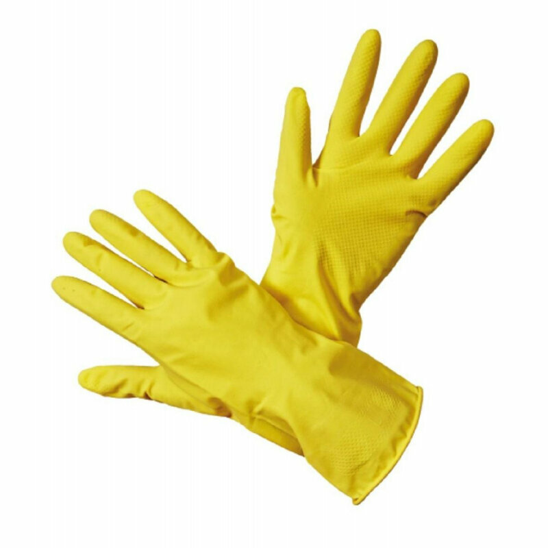 Перчатки хозяйственные Рифленая поверхность, удлиненная манжета, повышенная прочность, Yellow, длина 300 мм. Размер М. 3 пары - фотография № 8