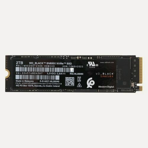 Изображение товара SSD накопитель WD Black SN850X WDS200T2X0E 2ТБ, M.2 2280, PCIe 4.0 x4, NVMe, M.2