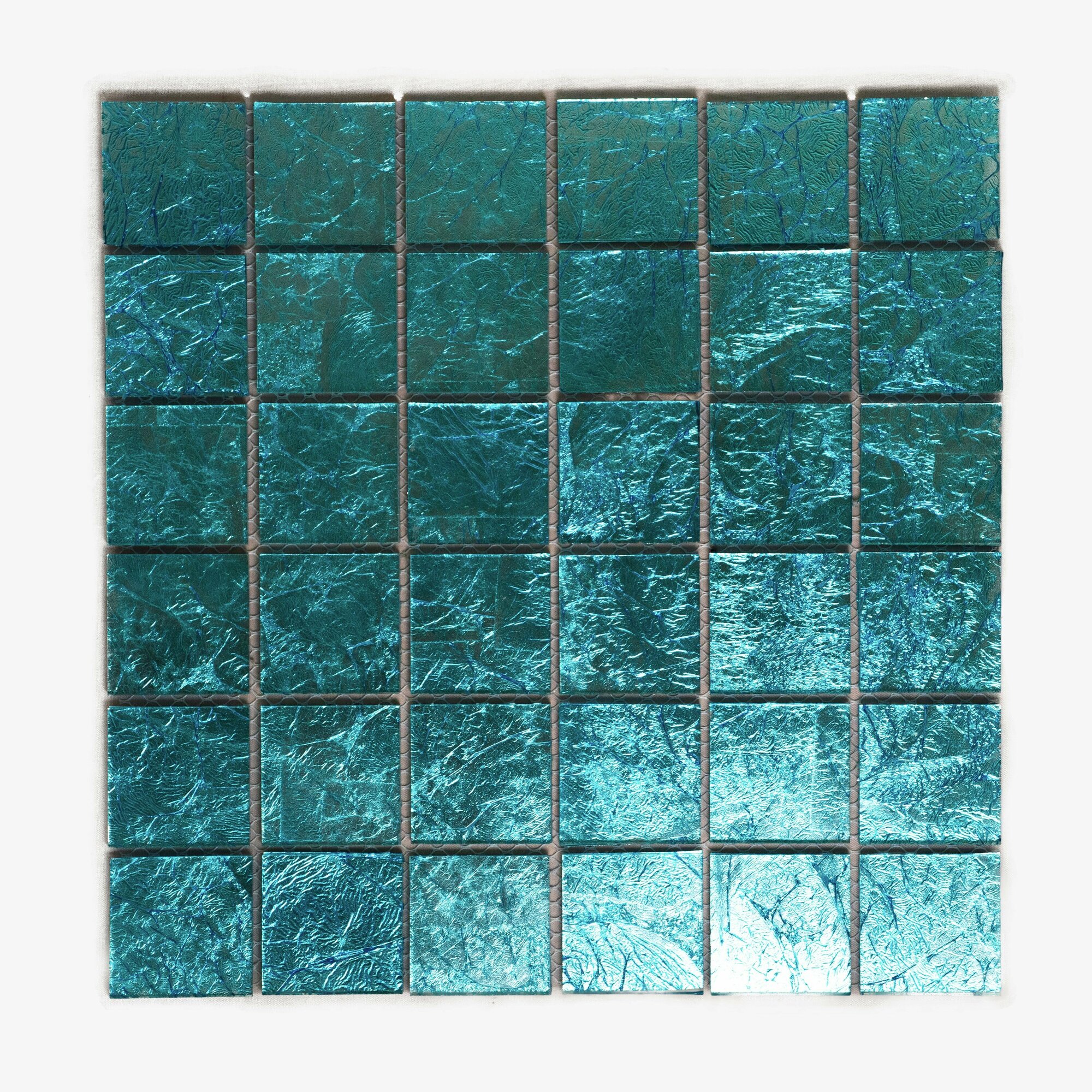 Плитка мозаика MIRO (серия Aluminium №46), стеклянная плитка мозаика для ванной комнаты, для душевой, для фартука на кухне, 1 шт.
