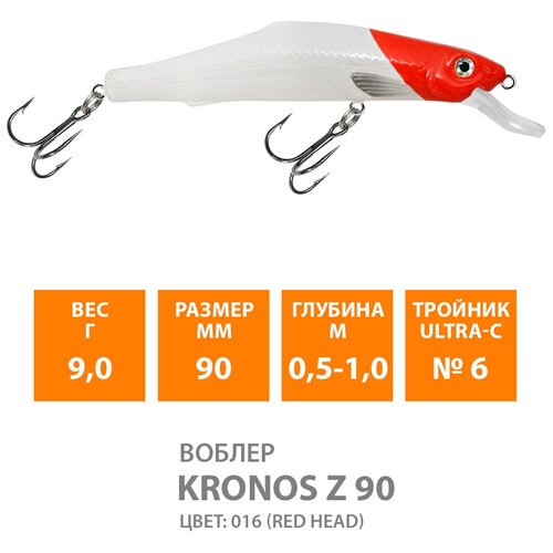 фото Воблер для рыбалки плавающий aqua kronos z 90mm 9g заглубление от 0.5 до 1m цвет 016