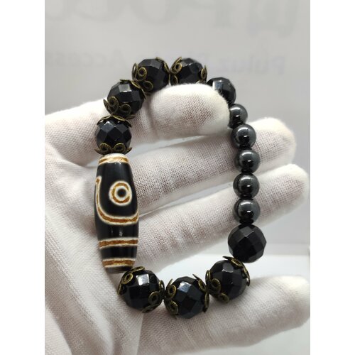 фото Браслет турмалин бусина дзи 2 глаза без бренда