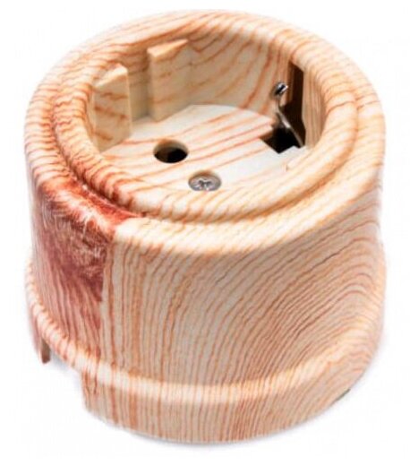 фото Розетка 1-м ОП Лизетта 16А IP20 ретро с заземл. ABS-пластик карельская сосна Bironi B1-101-13, 1шт