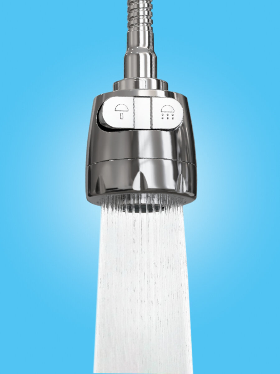 Насадка аэратор на кран с поворотной головкой для экономии воды GSMIN FR12 с металлическим удлинителем (20см) (Серебристый) - фотография № 2