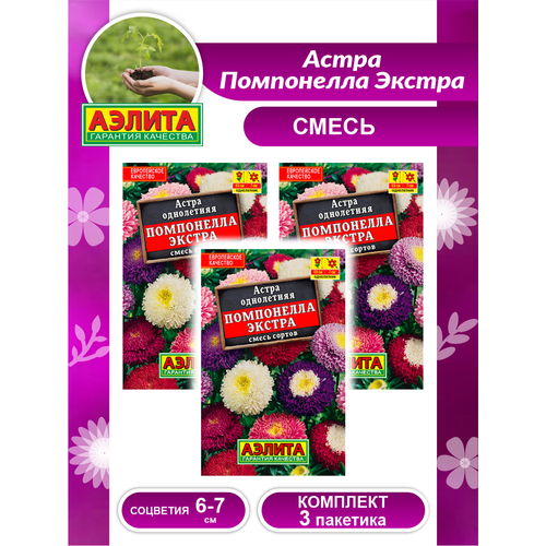 Комплект семян Астра Помпонелла Экстра смесь сортов х 3 шт.