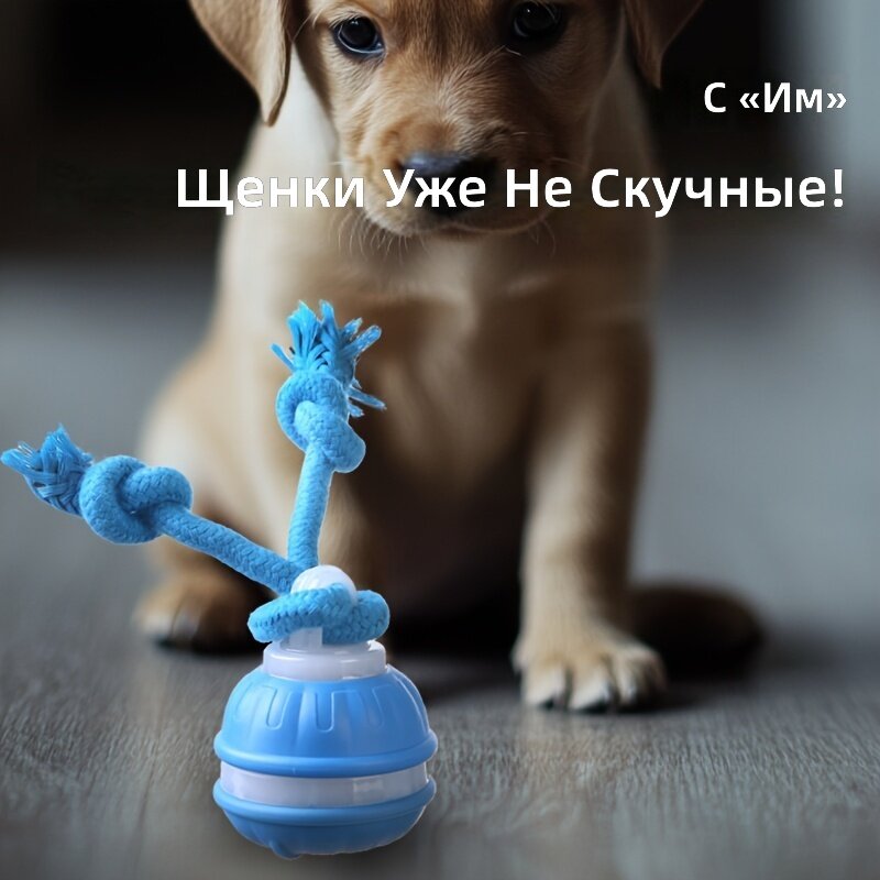 Умный шар-игрушка для собак с автодвижением и обходом препятствий, управление через приложение, прочный пластик, синий
