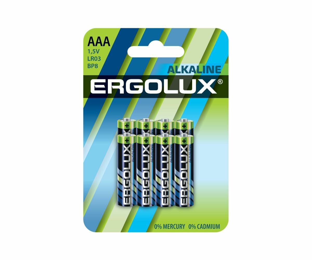 Батарейка Ergolux Alkaline 8шт/бл (LR03 BP8, 1.5В) (14814) - фотография № 1