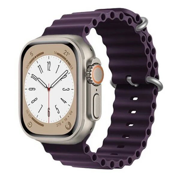 Ремешок Ocean Band для Apple Watch ULTRA 49mm, Series 1-8, SE, 42/44/45/49mm, фиолетовый, рифленый