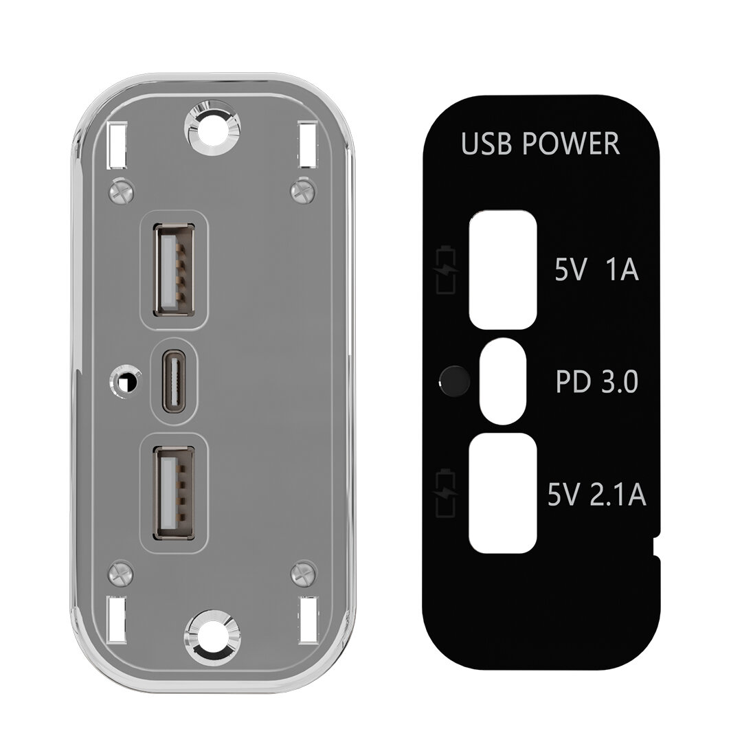 Розетка usb встраиваемая мощность 33w 2-usb 1-Type C