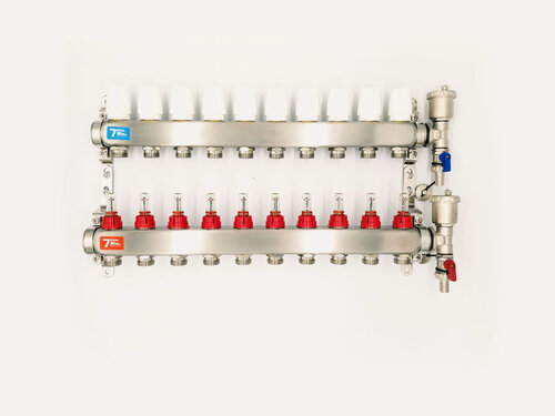 Изображение товара Коллектор для теплого пола VIEIR VR113-10A 1"x 10 выходов с расходомерами