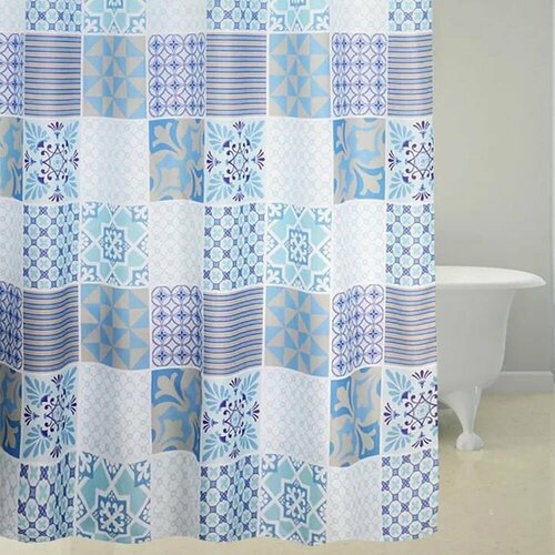 Штора для ванной Provence 180х200 см текстиль голубая