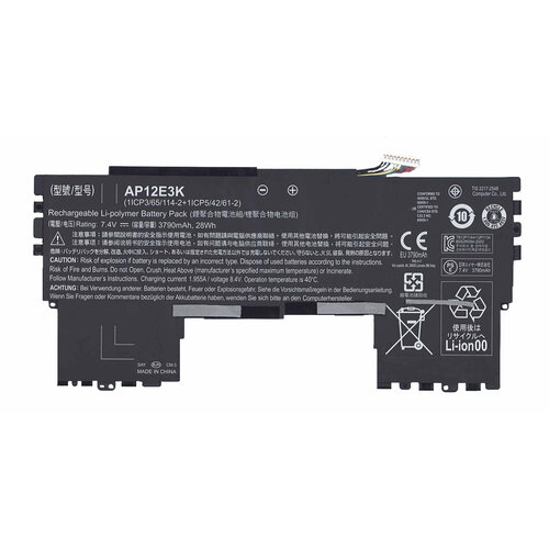 Аккумулятор для ноутбука Acer Aspire S7-191 7.4V 3790mAh 28Wh AP12E3K