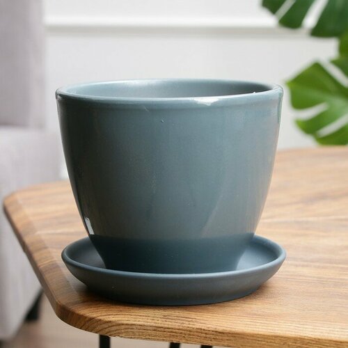 Горшок цветочный темно-серый 1 л 587₽