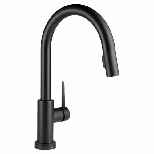 Смеситель для кухонной раковины Delta Trinsic Single Handle Pull-Down Kitchen Faucet in Matte Black 9159-BL-DST смеситель для кухонной раковины cucina