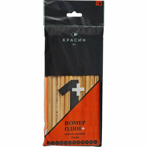Набор чернографитных карандашей Красин Номер один 2Н/Н/НВ/В/2В заточенные 12 штук в упаковке, 517488