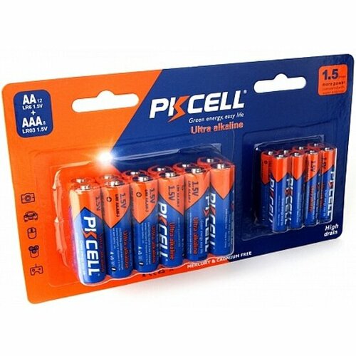 Элемент питания Pkcell LR6(12)+LR03(8) AAА бл 8 + АА бл 12 батарейка aaa aa pkcell lr6 12 lr03 8 12 8 штук