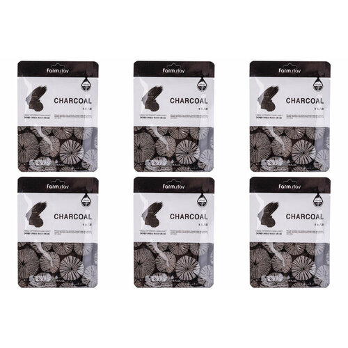 FarmStay Маска для лица тканевая Visible Difference Mask Sheet Charcoal Black, 23 мл в уп, 6 уп farmstay маска для лица тканевая visible difference mask sheet charcoal black 23 мл в уп 6 уп