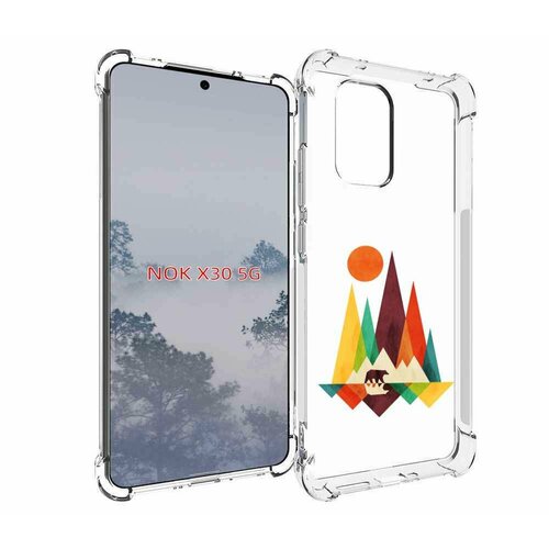 Чехол MyPads нарисованные горы с медведем для Nokia X30 5G задняя-панель-накладка-бампер
