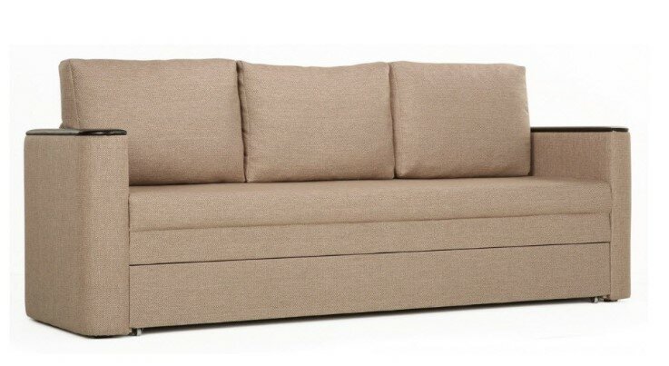 фото Прямой диван Рондо Бежевый Рогожка, механизм Кушетка