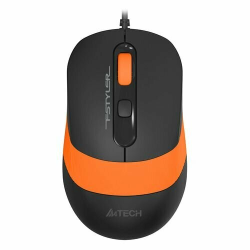 Мышь A4TECH Fstyler FM10S, оптическая, проводная, USB, черный и оранжевый [fm10s usb orange]