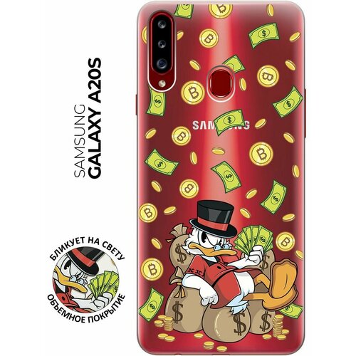 Силиконовый чехол с принтом Rich Scrooge для Samsung Galaxy A20s / Самсунг А20с силиконовый чехол на samsung galaxy a20s самсунг а20с с 3d принтом lovers hands прозрачный