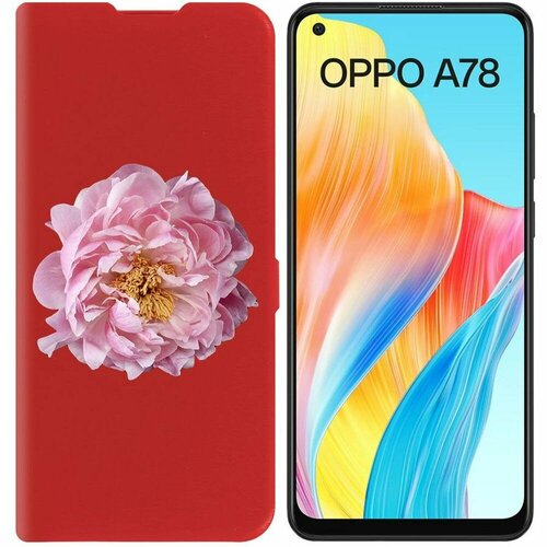 Чехол-книжка Krutoff Eco Book для Oppo A78 4G Розовый пион (красный)