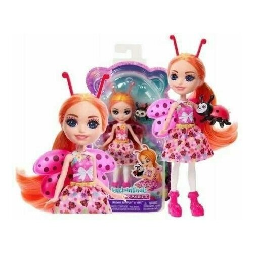 Кукла Mattel Enchantimals Гламурная вечеринка Божья коровка Ладонна с питомцем HNT57/FNH22 кукла mattel enchantimals со зверюшкой дополнительная fnh22