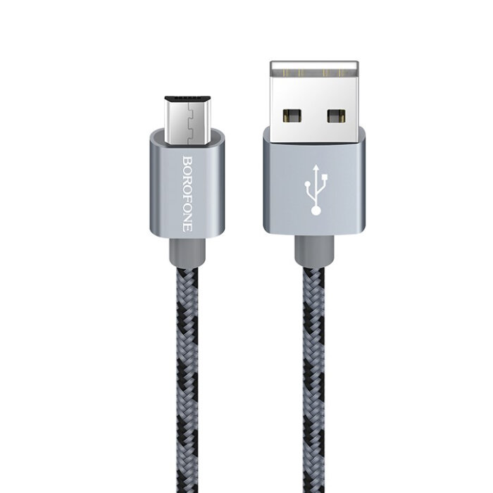 Borofone USB-кабель BOROFONE BX24, micro USB, нейлон, 1.0 м, круглый, серый