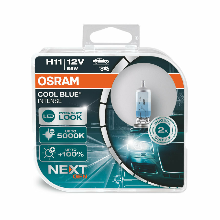 Лампа автомобильная галогеновая H11 OSRAM Cool Blue Next 5000K 12V 55W PGJ19-2 (комплект 2 шт.) 64211CBN-HCB