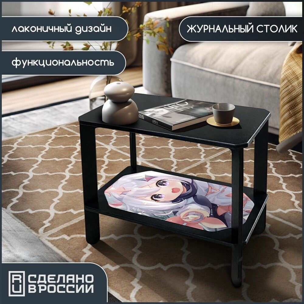 Прямоугольный черный журнальный столик с принтом "Игра Genshin Impact Паймон (PS, PC, XBOX, SWITCH, IOS, Android) - 113"
