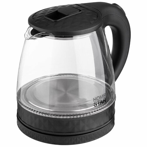 Чайник электрический 12Л 1500ВТ диск стекло внутр подсветка черн 106464 HOMESTAR 243500₽