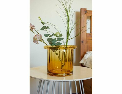 Декоративная ваза тацца, стекло, янтарная, 16 см, EDG 107477-47-1