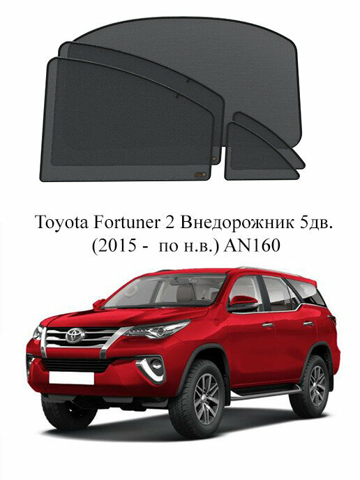 Каркасные автошторки на заднюю полусферу Toyota Fortuner 2 Внедорожник 5дв. (2015 - по н. в.) AN160