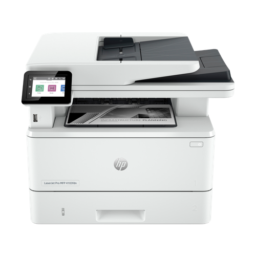 Лазерное многофункциональное устройство HP LaserJet Pro MFP 4103fdn pcsf A4 40 ppm 512Mb Duplex 2 trays 100250 ADF 50 USB 20GigEth Cartridge 3050 pages in box 2Z628AB19 7671500₽