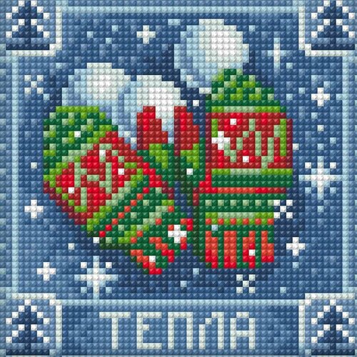 Мозаичная картина стразами алмазная живопись Пожелание тепла, 15*15см, 1шт