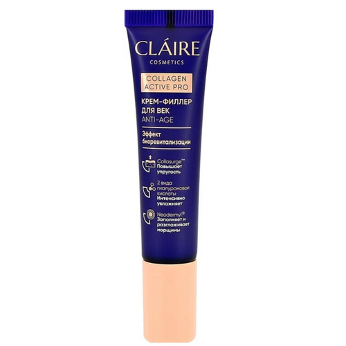 Крем-филлер для век, Claire Cosmetics, Collagen Active Pro, 15 мл крем филлер для век claire cosmetics collagen active pro 15 мл