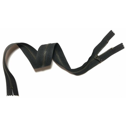 Молния металлическая неразъёмная чёрная- основа тёмн никель- звено и бегунок Т4 - 44см 1зам 1шт CR Испания 450₽