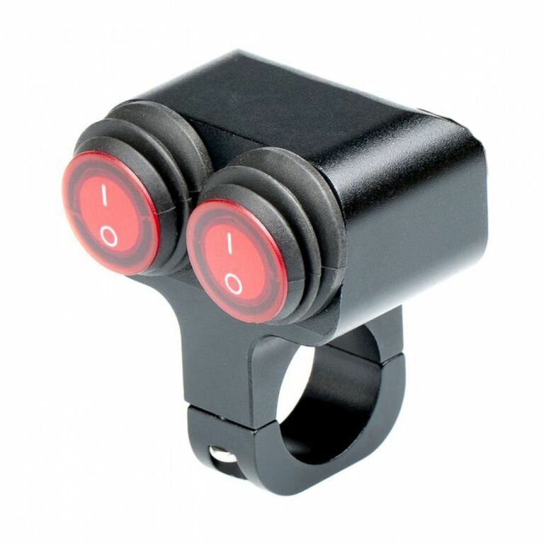 Выключатель влагозащищенный 2220, двухкнопочный, красные кнопки, корпус черный, под трубу 022м