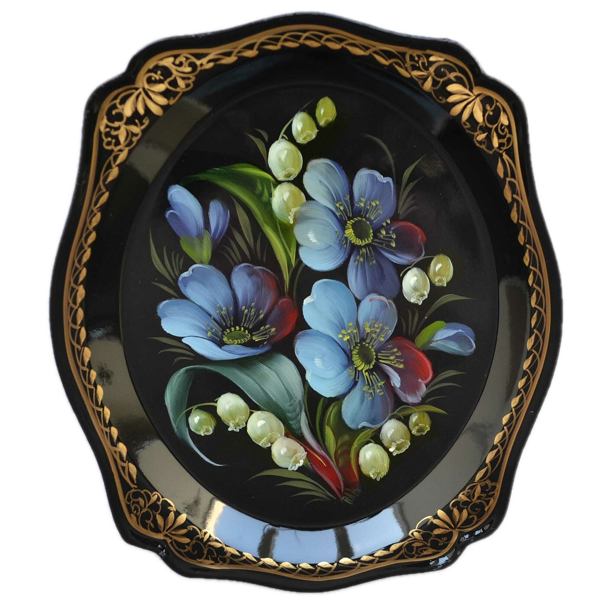 фото Жостовская фабрика декоративной росписи Жостовский поднос декоративный, размер 20х17 см (A3), металлический