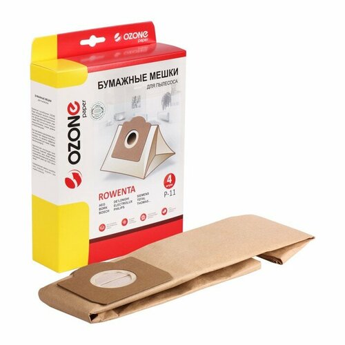 Мешки-пылесборники P-11 Ozone бумажные для пылесоса 4 шт комплект из 4 шт 2262₽