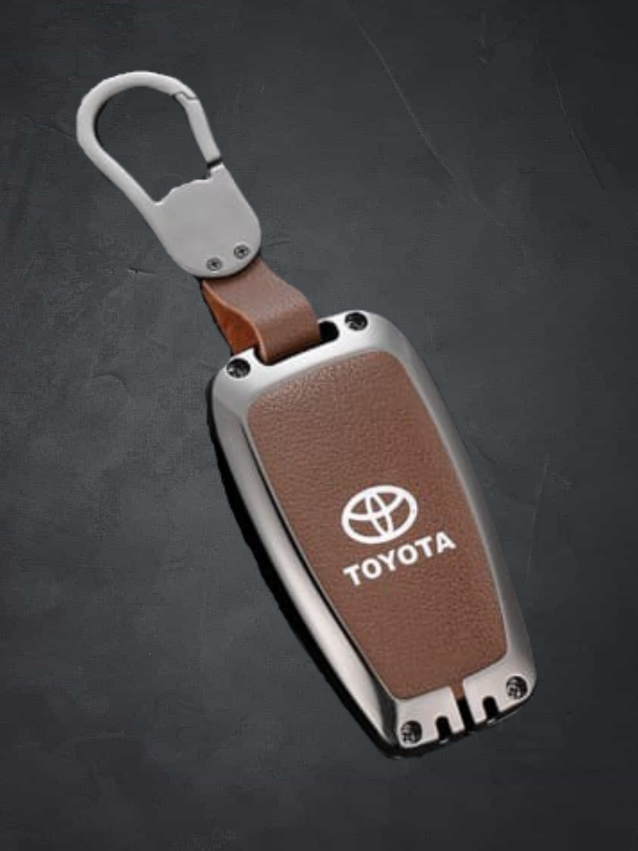 Защитный чехол для ключей Toyota, Авто Обнова, коричневый, с логотипом и брелком
