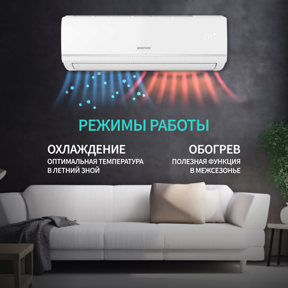 Сплит-система NORDFROST i-12 QUB, инвертор, хладагент R32, белый — фото 1