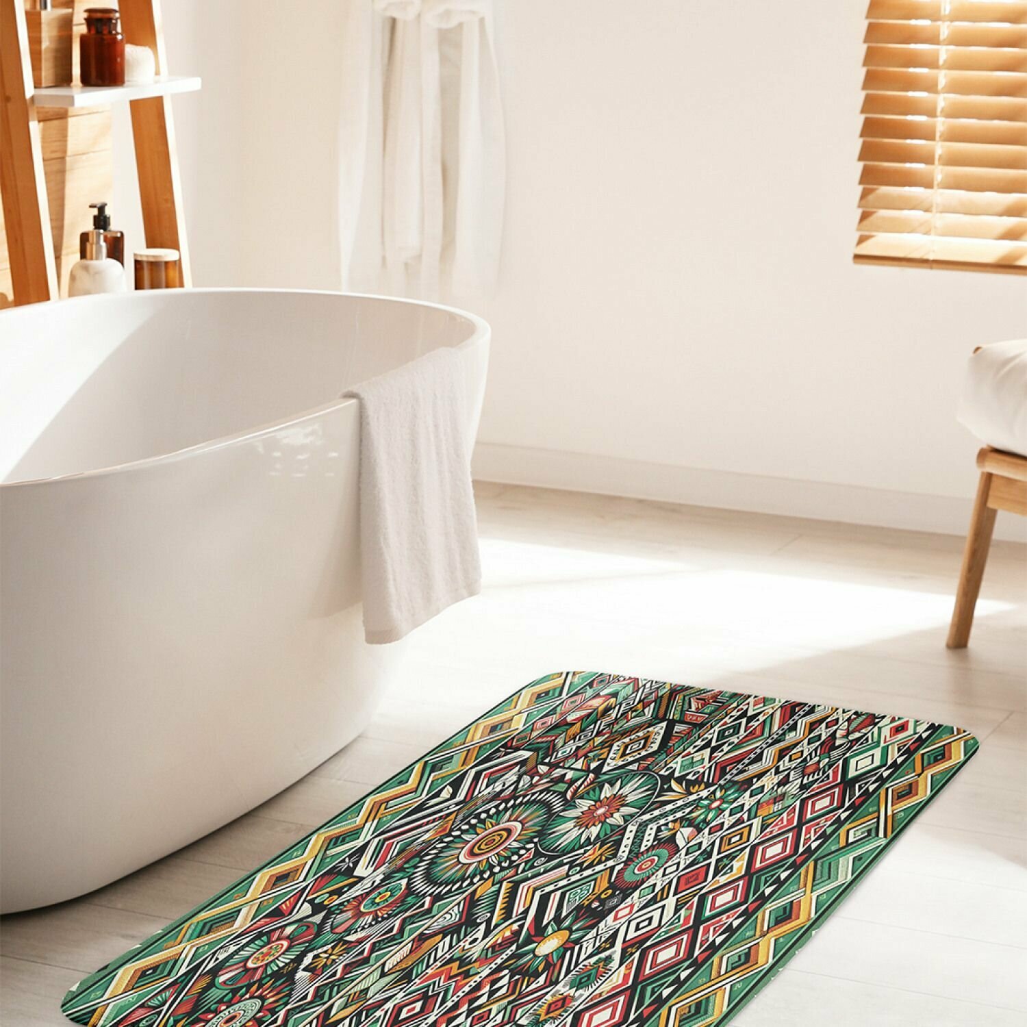 фото Коврик для ванной комнаты и туалета противоскользящий JoyArty "Этнический ковер" 60х100 см