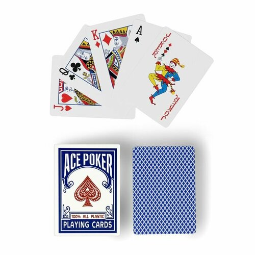 Карты игральные пластиковые Ace Poker 30 мкм 88 х 63 см синяя рубашка 619₽