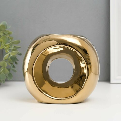 Подсвечник керамика на 1 свечу "Кольцо" d=6 см золото 16х8х14 см золотистый