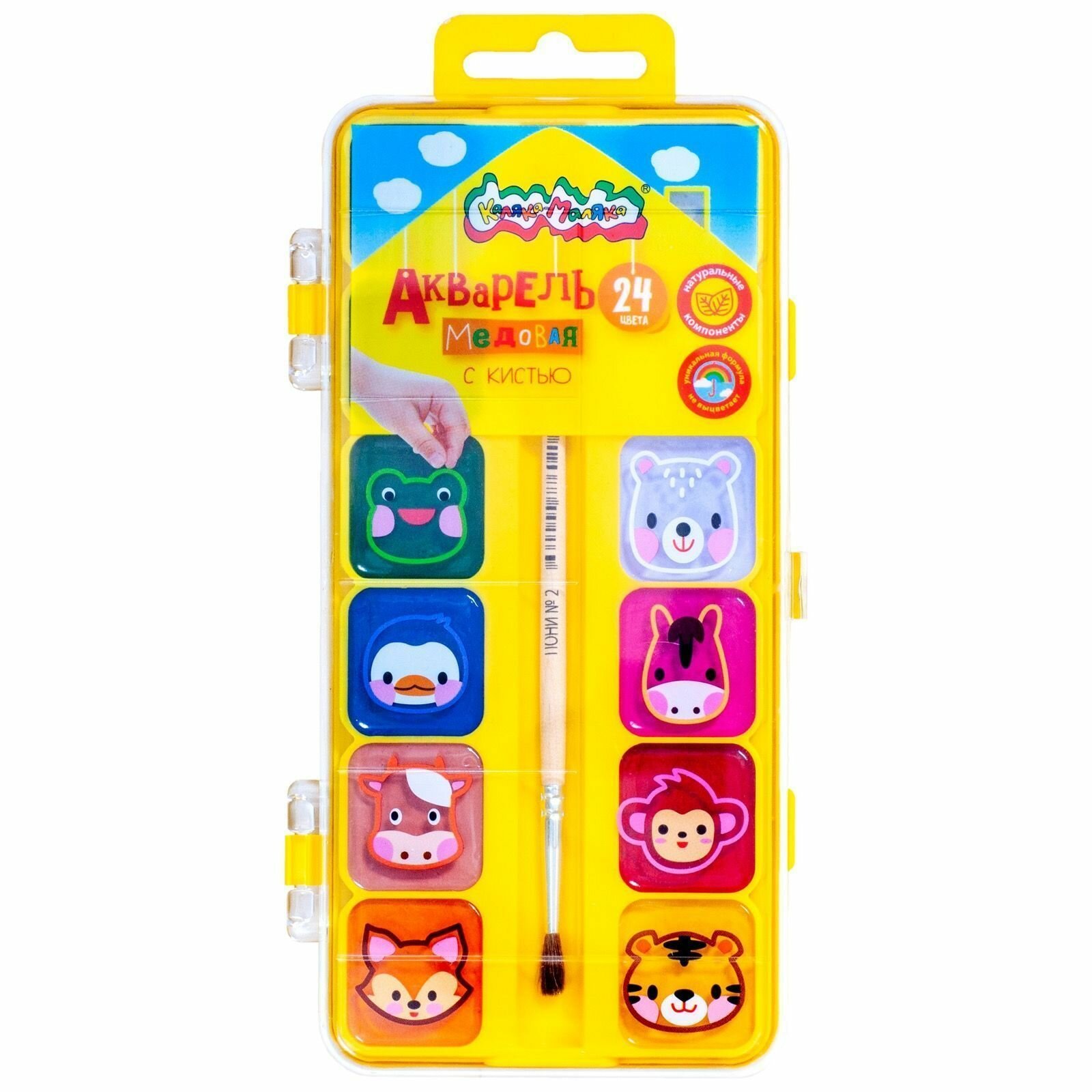 фото Акварель Каляка-Маляка с кисточкой 12 цветов