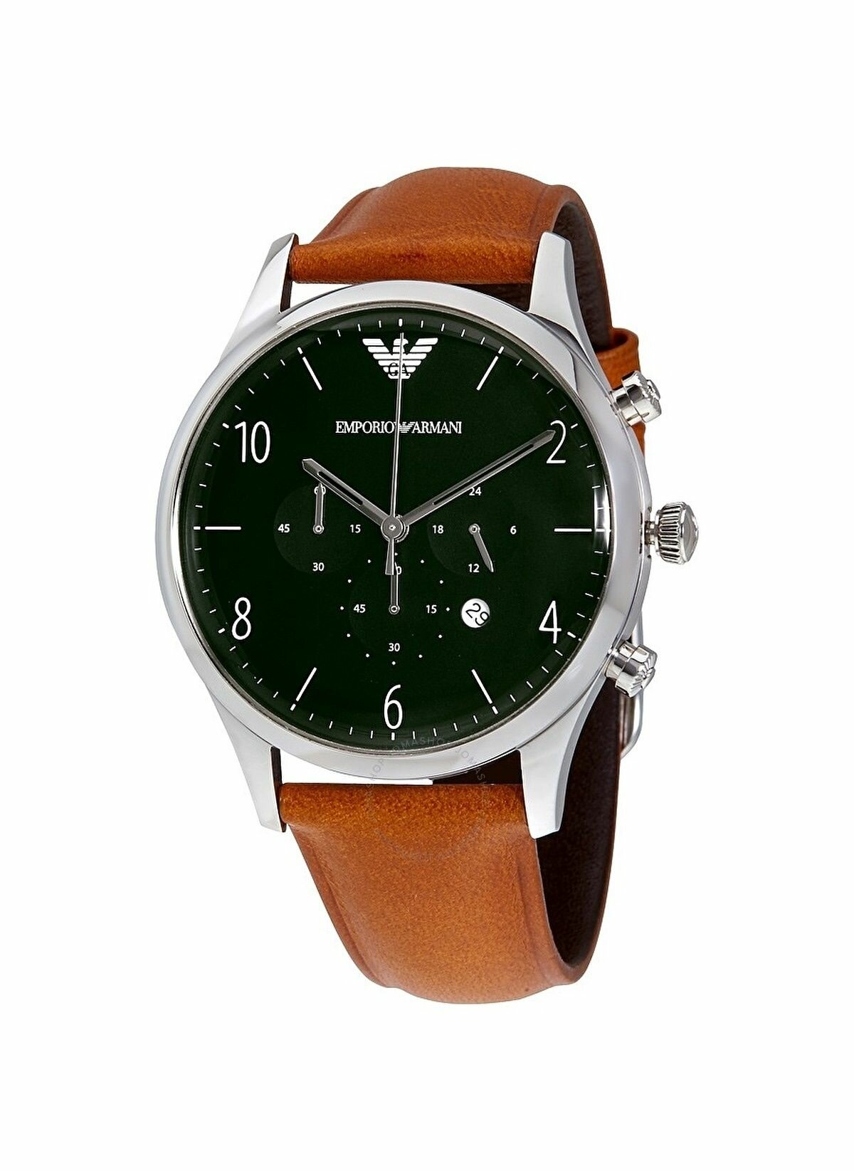 Часы мужские наручные Emporio Armani AR1941 кварцевые на кожаном ремешке коричневого цвета с минеральным стеклом водонепроницаемостью WR50 (5 атм)