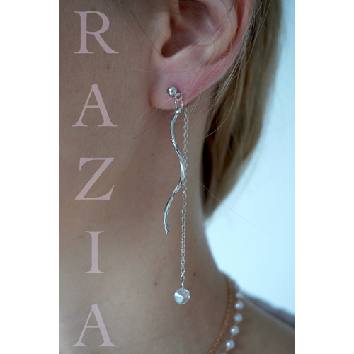 Серьги с подвесками , кристалл, металл, серебряный, бесцветный