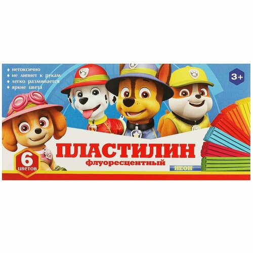 Пластилин неон Щенки 6 цветов 90 гр Умка MCLN-104241-6-PU 293₽